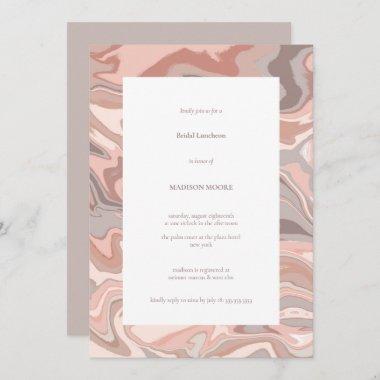 Modern Marble Blush Pink Bridal Luncheon Invitations