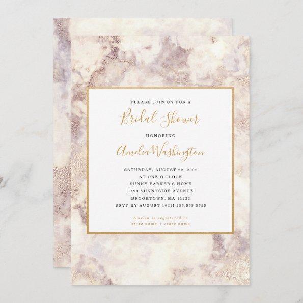 Modern Marble + Gold Bridal Shower Invitations