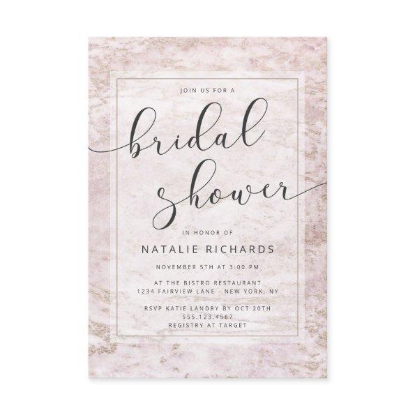 Modern Marbles in Mauve Rose Gold Bridal Shower Invitations