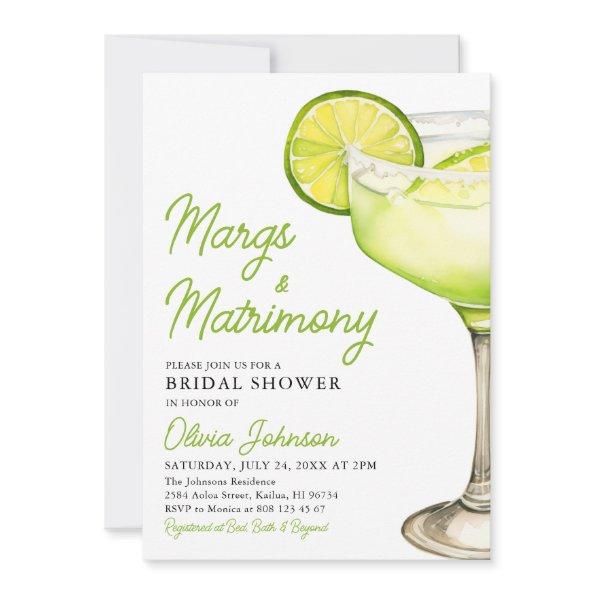 Modern Margs & Matrimony Cocktail Bridal Shower Invitations