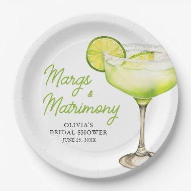 Modern Margs & Matrimony Cocktail Bridal Shower Paper Plates