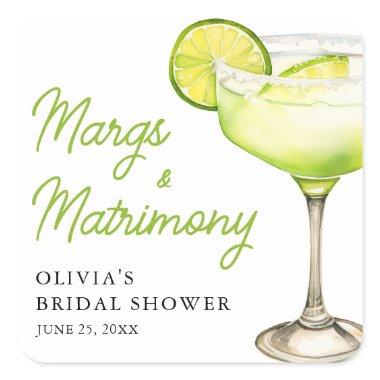 Modern Margs & Matrimony Cocktail  Square Sticker