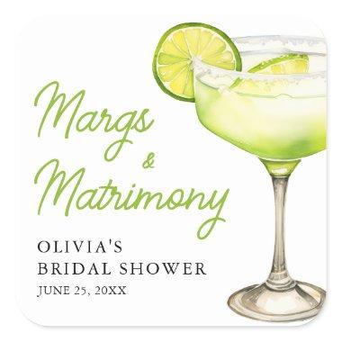 Modern Margs & Matrimony Cocktail  Square Sticker