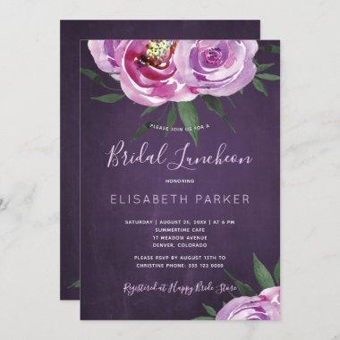 Modern mauve peonies purple plum bridal luncheon Invitations