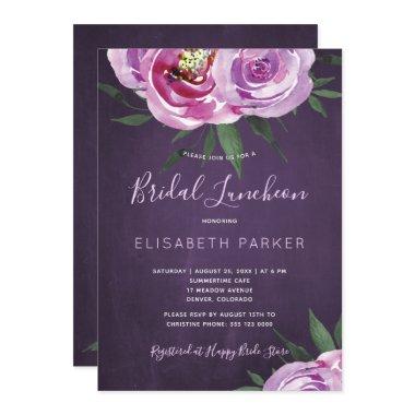 Modern mauve peonies purple plum bridal luncheon Invitations