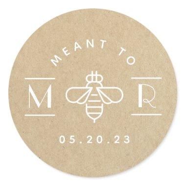 Modern Meant to Bee Honey Wedding Favor Kraft Classic Round Sticker