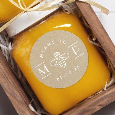 Modern Meant to Bee Honey Wedding Favor Kraft Classic Round Sticker