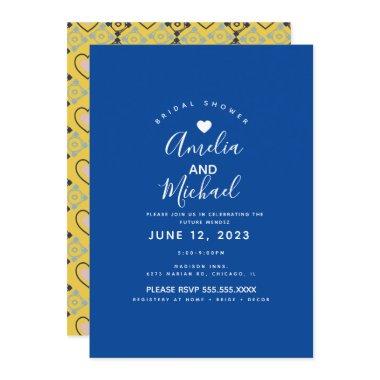 Modern Mediterranean Bridal Love Tiles Yellow Invitations