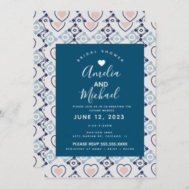 Modern Mediterranean Bridal Romantic Love Tiles Invitations