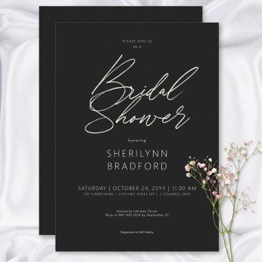 Modern Minimal Black Bridal Shower Invitations