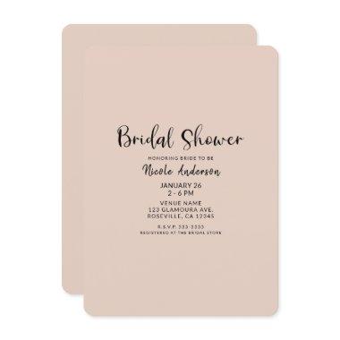 Modern Minimal Black Type ANY COLOR Bridal Shower Invitations