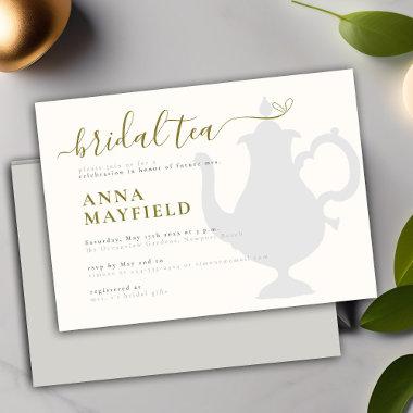 Modern Minimal Black White Gold Bridal Tea Party Invitations