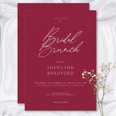 Modern Minimal Burgundy Wine Bridal Brunch