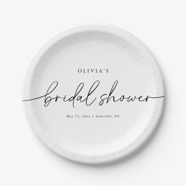 Modern Minimal Elegant Bridal Shower Paper Plates