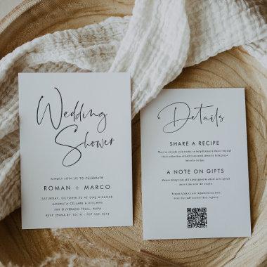 Modern Minimal Handwritten Script Wedding Shower Invitations