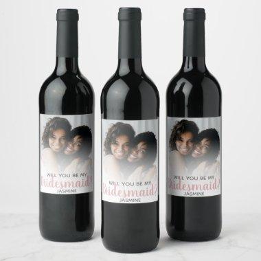 Modern Minimal Photo | Will You Be My Bridesmaid Wine Label