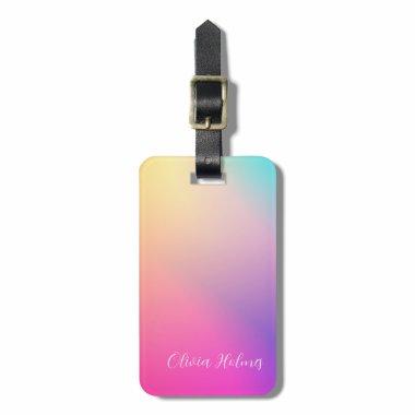 Modern Minimal Pink Gradient Personalized Luggage Tag