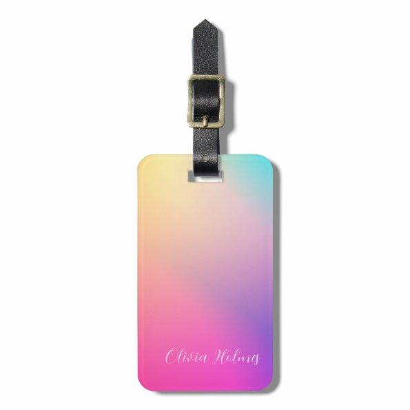 Modern Minimal Pink Gradient Personalized Luggage Tag