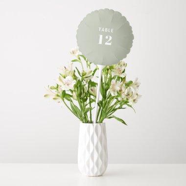 Modern Minimal Sage Green Wedding Table Number Balloon