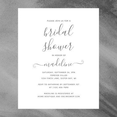Modern Minimal Script Typography Bridal Shower Flyer