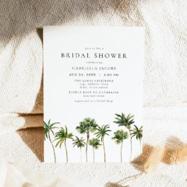 Modern Minimal Tropical Beach Palm Bridal Shower Invitations