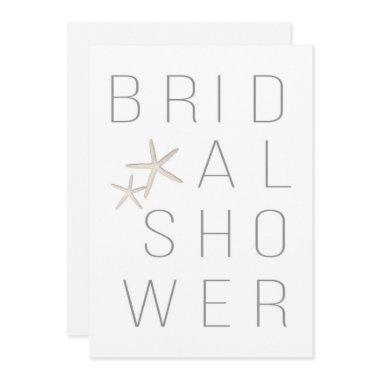 Modern Minimal White Grey Beach BRIDAL SHOWER Invitations