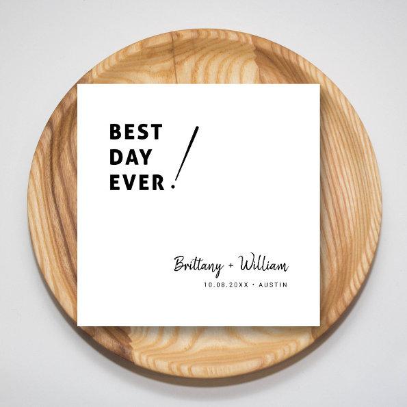 Modern Minimalist 'Best Day Ever' Wedding Napkins
