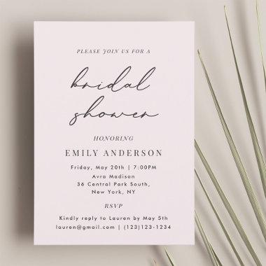 Modern Minimalist Black and Pink Bridal Shower Invitations