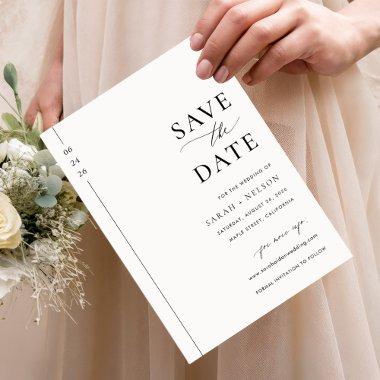 Modern Minimalist Black and White Wedding Save The Date