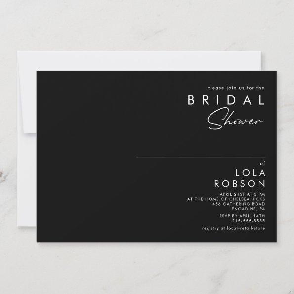 Modern Minimalist | Black horizontal Bridal Shower Invitations