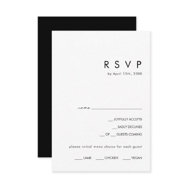 Modern Minimalist | Black Menu Choice RSVP Card