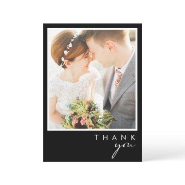 Modern Minimalist | Black Photo In A Frame Thank You Invitations