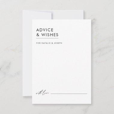 Modern Minimalist Black & White Elegant Wedding Advice Card