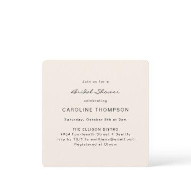 Modern Minimalist Bridal Shower Ivory Square Invitations