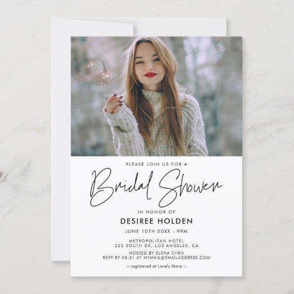 Modern minimalist bridal shower photo Invitations
