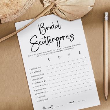 Modern Minimalist Bridal Shower Scattergories Game