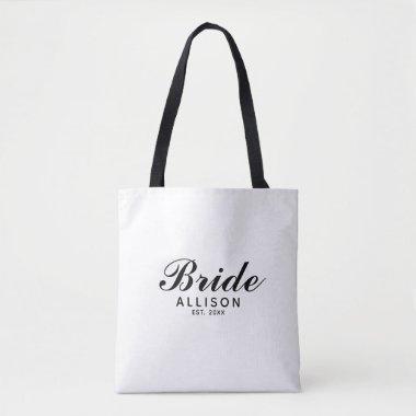 Modern Minimalist Bride Script Personalized Tote Bag