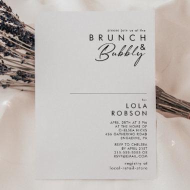 Modern Minimalist Brunch and Bubbly Shower Invitations