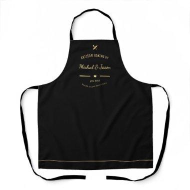 Modern Minimalist Clean Lines Baking is Love-BLACK Apron