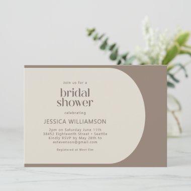 Modern Minimalist Color Block Brown Bridal Shower Invitations