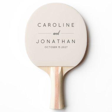 Modern Minimalist Custom Wedding Names Ivory Ping Pong Paddle