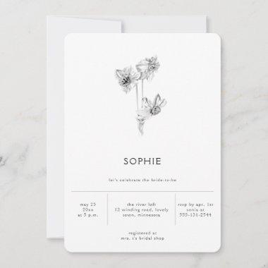 Modern Minimalist Elegant Daffodil Bridal Shower Invitations