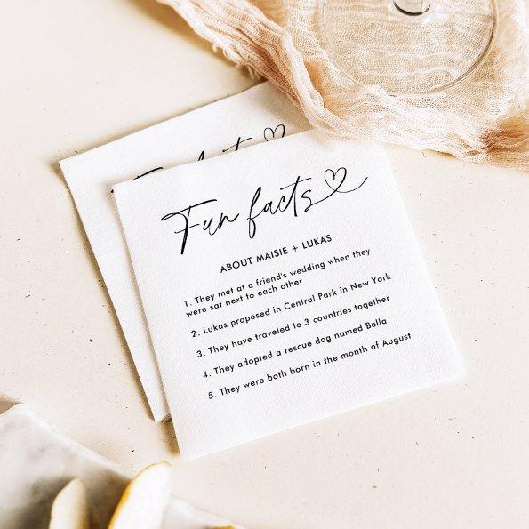 Modern Minimalist Fun Facts Wedding Napkins