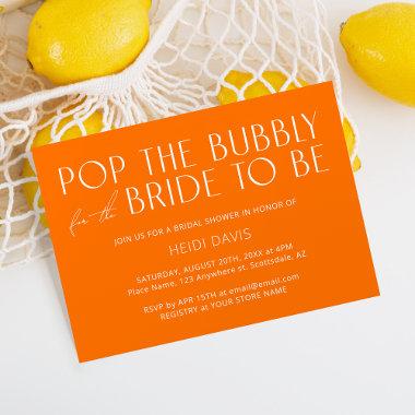 Modern Minimalist Fun Vibrant Orange Bridal Shower Invitations