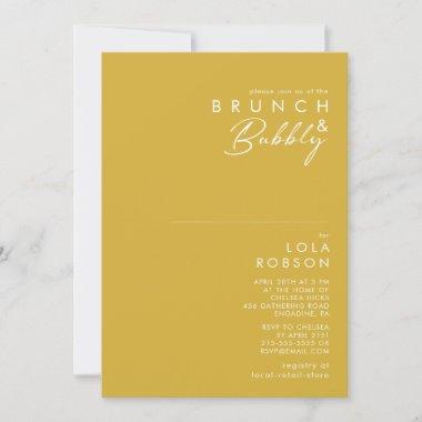 Modern Minimalist Gold Brunch and Bubbly Shower Invitations