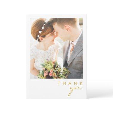 Modern Minimalist Gold Flat Photo Thank You Invitations