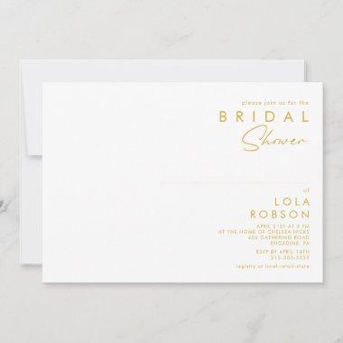 Modern Minimalist Gold Font Bridal Shower Invitations