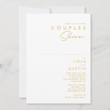 Modern Minimalist Gold Font Couples Shower Invitations