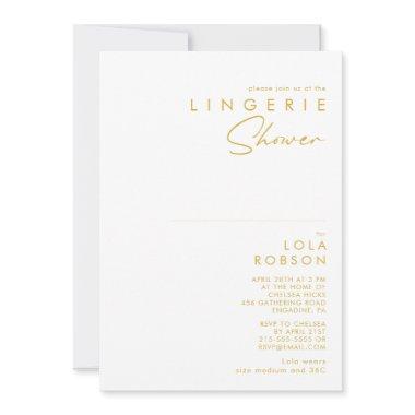 Modern Minimalist Gold Font Lingerie Shower Invitations