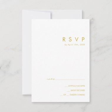 Modern Minimalist Gold Font RSVP Card